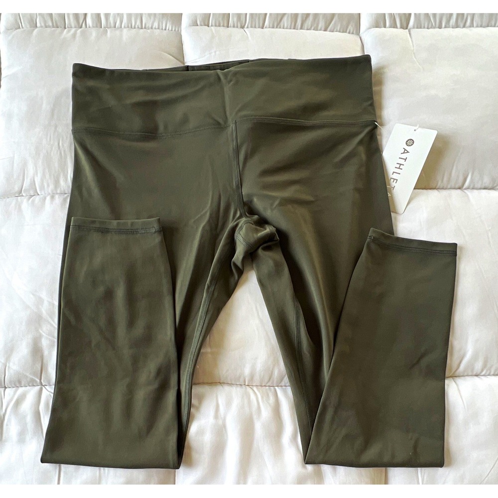 Athleta Elation Women's Green L/T Tall Mid Rise Leggings Stretch Logo
